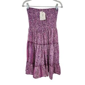 New NWT Perry Walker Collective‎ Silk Blend Floral Strapless Dress One Size